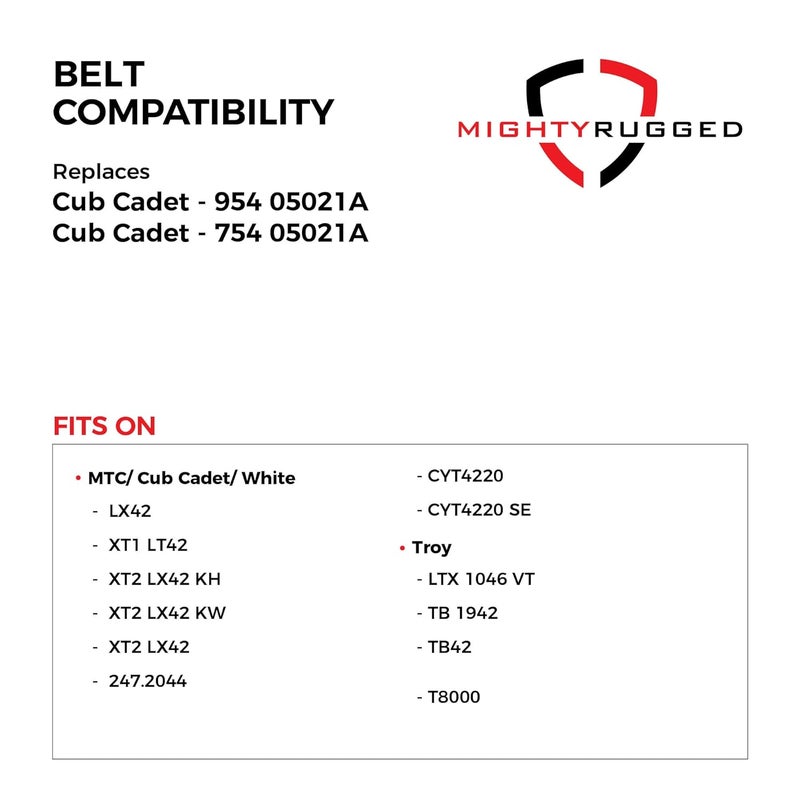 MightyRugged 954-05021 MTD/Cub Cadet Lawn Mower Deck Belt Replacement - Belt Length 100" Heavy-Duty, Durable, Aramid Cord 42" Mower Deck Belt for MTD/Cub Cadet/Troy 954-05021A, 754-05021, 754-05021A - Image 3